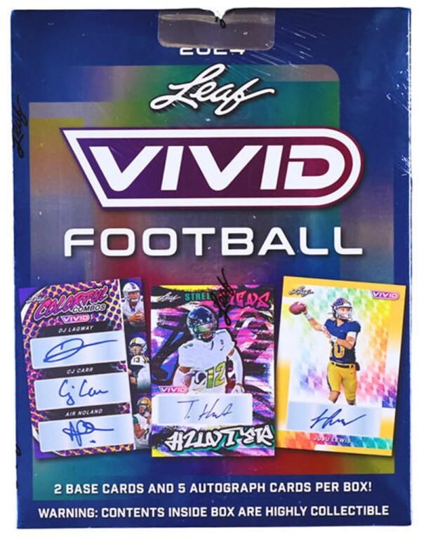 2024 Leaf Vivid Football Hobby Trading Card Box 5 Autographs